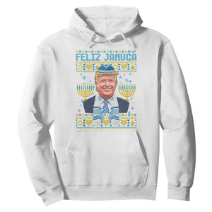 Funny Hanukkah Trump Hoodie Feliz Januca Jewish Sephardic Ladino TS09 White Print Your Wear