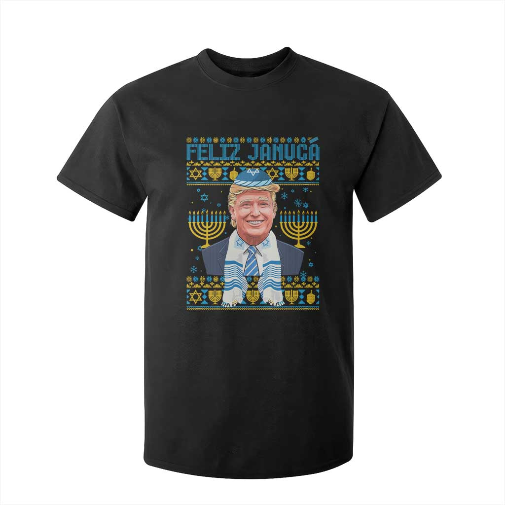 Funny Hanukkah Trump T Shirt For Kid Feliz Januca Jewish Sephardic Ladino TS09 Black Print Your Wear