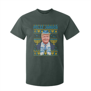 Funny Hanukkah Trump T Shirt For Kid Feliz Januca Jewish Sephardic Ladino TS09 Dark Forest Green Print Your Wear