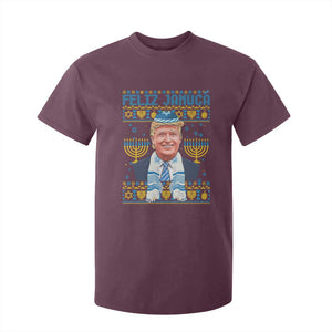 Funny Hanukkah Trump T Shirt For Kid Feliz Januca Jewish Sephardic Ladino TS09 Maroon Print Your Wear