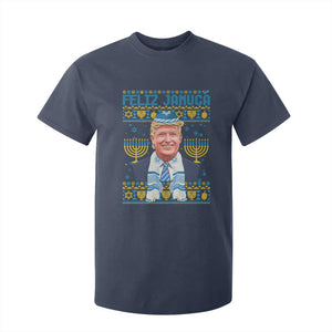 Funny Hanukkah Trump T Shirt For Kid Feliz Januca Jewish Sephardic Ladino TS09 Navy Print Your Wear