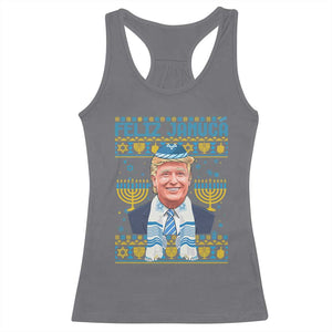 Funny Hanukkah Trump Racerback Tank Top Feliz Januca Jewish Sephardic Ladino TS09 Charcoal Print Your Wear