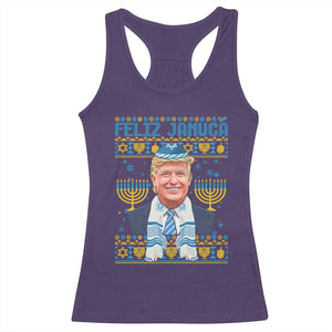 Funny Hanukkah Trump Racerback Tank Top Feliz Januca Jewish Sephardic Ladino TS09 Purple Print Your Wear