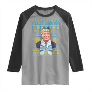 Funny Hanukkah Trump Raglan Shirt Feliz Januca Jewish Sephardic Ladino TS09 Sport Gray Black Print Your Wear