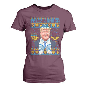 Funny Hanukkah Trump T Shirt For Women Feliz Januca Jewish Sephardic Ladino TS09 Maroon Print Your Wear