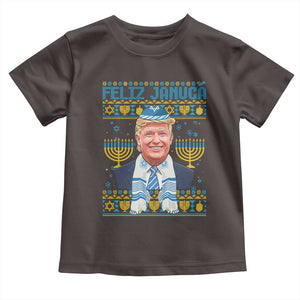 Funny Hanukkah Trump Toddler T Shirt Feliz Januca Jewish Sephardic Ladino TS09 Dark Chocolate Print Your Wear