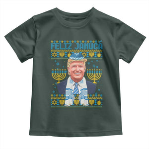 Funny Hanukkah Trump Toddler T Shirt Feliz Januca Jewish Sephardic Ladino TS09 Dark Forest Green Print Your Wear