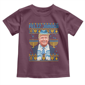 Funny Hanukkah Trump Toddler T Shirt Feliz Januca Jewish Sephardic Ladino TS09 Maroon Print Your Wear