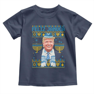 Funny Hanukkah Trump Toddler T Shirt Feliz Januca Jewish Sephardic Ladino TS09 Navy Print Your Wear