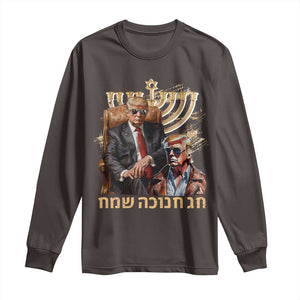 Funny Hanukkah Trump Long Sleeve Shirt Feliz Januca Ladino Jewish Sephardic TS09 Dark Chocolate Print Your Wear