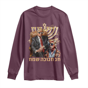 Funny Hanukkah Trump Long Sleeve Shirt Feliz Januca Ladino Jewish Sephardic TS09 Maroon Print Your Wear