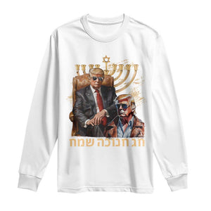 Funny Hanukkah Trump Long Sleeve Shirt Feliz Januca Ladino Jewish Sephardic TS09 White Print Your Wear