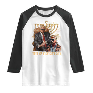 Funny Hanukkah Trump Raglan Shirt Feliz Januca Ladino Jewish Sephardic TS09 White Black Print Your Wear