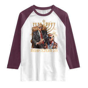 Funny Hanukkah Trump Raglan Shirt Feliz Januca Ladino Jewish Sephardic TS09 White Maroon Print Your Wear