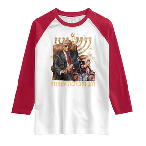 Funny Hanukkah Trump Raglan Shirt Feliz Januca Ladino Jewish Sephardic TS09 White Red Print Your Wear