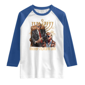 Funny Hanukkah Trump Raglan Shirt Feliz Januca Ladino Jewish Sephardic TS09 White Royal Print Your Wear