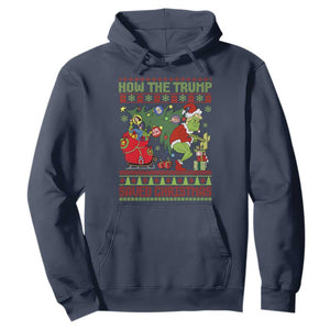 Funny Xmas Trump Hoodie How The Trump Saved Christmas TS09 Navy Print Your Wear