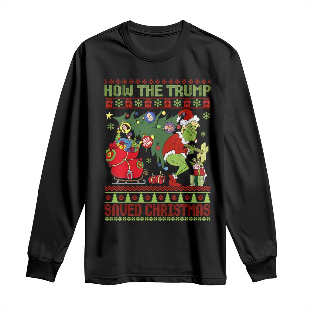 Funny Xmas Trump Long Sleeve Shirt How The Trump Saved Christmas TS09 Black Print Your Wear