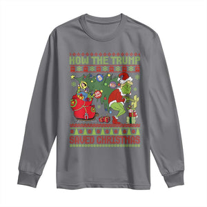 Funny Xmas Trump Long Sleeve Shirt How The Trump Saved Christmas TS09 Charcoal Print Your Wear