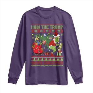 Funny Xmas Trump Long Sleeve Shirt How The Trump Saved Christmas TS09 Purple Print Your Wear