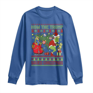 Funny Xmas Trump Long Sleeve Shirt How The Trump Saved Christmas TS09 Royal Blue Print Your Wear