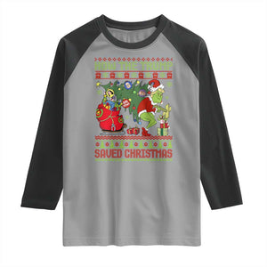 Funny Xmas Trump Raglan Shirt How The Trump Saved Christmas TS09 Sport Gray Black Print Your Wear