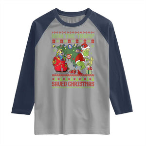 Funny Xmas Trump Raglan Shirt How The Trump Saved Christmas TS09 Sport Gray Navy Print Your Wear