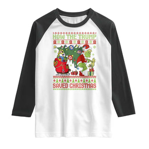 Funny Xmas Trump Raglan Shirt How The Trump Saved Christmas TS09 White Black Print Your Wear