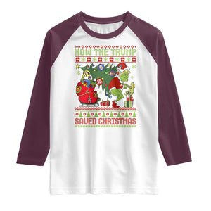 Funny Xmas Trump Raglan Shirt How The Trump Saved Christmas TS09 White Maroon Print Your Wear