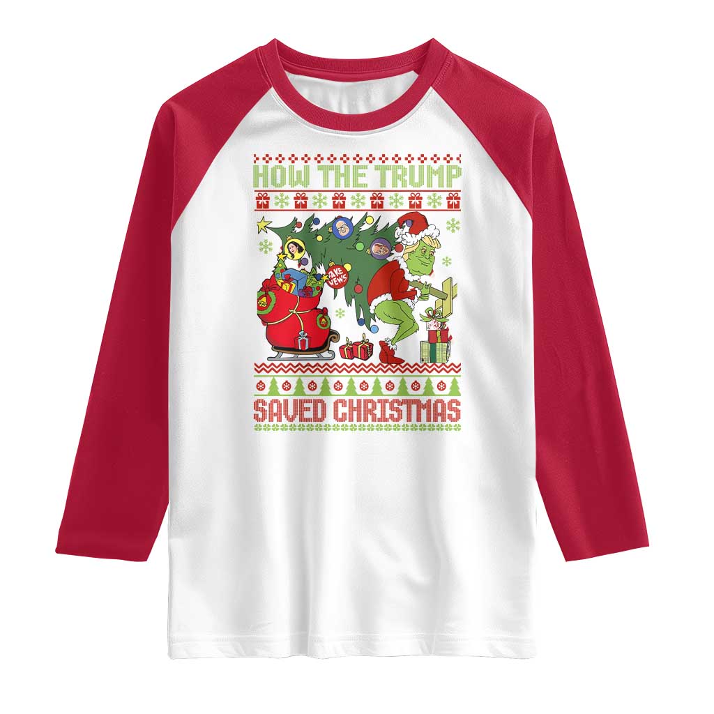 Funny Xmas Trump Raglan Shirt How The Trump Saved Christmas TS09 White Red Print Your Wear