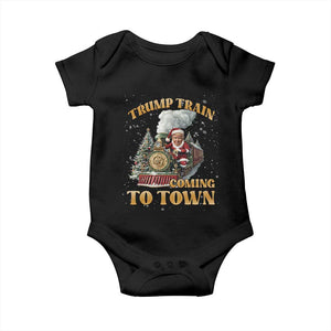 Funny Trump Xmas Baby Onesie Santa Trump Train Coming To Town TS09 Black Print Your Wear