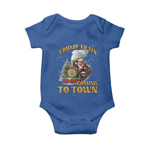 Funny Trump Xmas Baby Onesie Santa Trump Train Coming To Town TS09 Royal Blue Print Your Wear