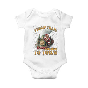 Funny Trump Xmas Baby Onesie Santa Trump Train Coming To Town TS09 White Print Your Wear