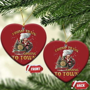 Funny Trump Xmas Christmas Ornament Santa Trump Train Coming To Town TS09 Heart Red Print Your Wear