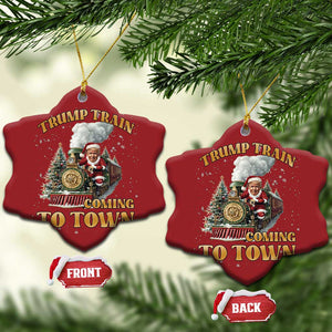 Funny Trump Xmas Christmas Ornament Santa Trump Train Coming To Town TS09 Snow Flake Red Print Your Wear