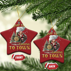 Funny Trump Xmas Christmas Ornament Santa Trump Train Coming To Town TS09 Star Red Print Your Wear