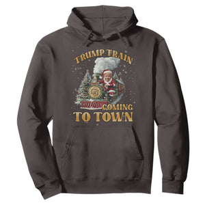 Funny Trump Xmas Hoodie Santa Trump Train Coming To Town TS09 Dark Chocolate Print Your Wear