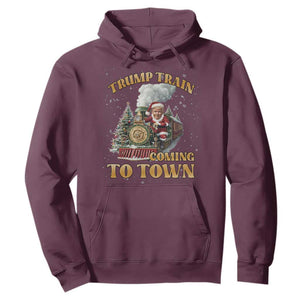 Funny Trump Xmas Hoodie Santa Trump Train Coming To Town TS09 Maroon Print Your Wear