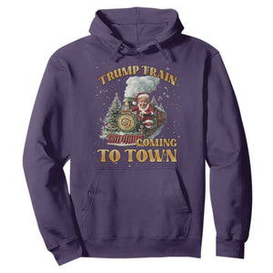 Funny Trump Xmas Hoodie Santa Trump Train Coming To Town TS09 Purple Print Your Wear