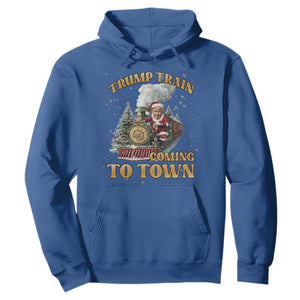 Funny Trump Xmas Hoodie Santa Trump Train Coming To Town TS09 Royal Blue Print Your Wear