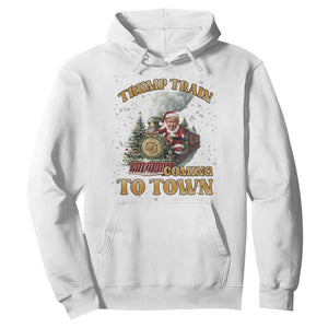 Funny Trump Xmas Hoodie Santa Trump Train Coming To Town TS09 White Print Your Wear