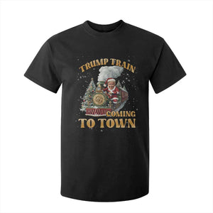 Funny Trump Xmas T Shirt For Kid Santa Trump Train Coming To Town TS09 Black Print Your Wear