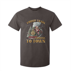 Funny Trump Xmas T Shirt For Kid Santa Trump Train Coming To Town TS09 Dark Chocolate Print Your Wear