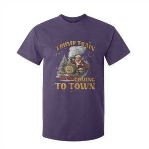 Funny Trump Xmas T Shirt For Kid Santa Trump Train Coming To Town TS09 Purple Print Your Wear