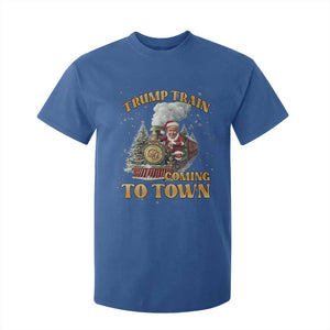 Funny Trump Xmas T Shirt For Kid Santa Trump Train Coming To Town TS09 Royal Blue Print Your Wear