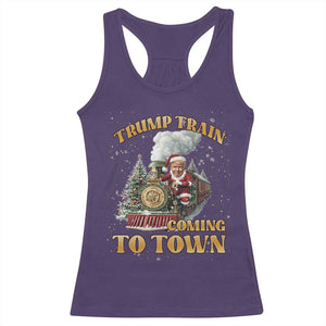 Funny Trump Xmas Racerback Tank Top Santa Trump Train Coming To Town TS09 Purple Print Your Wear