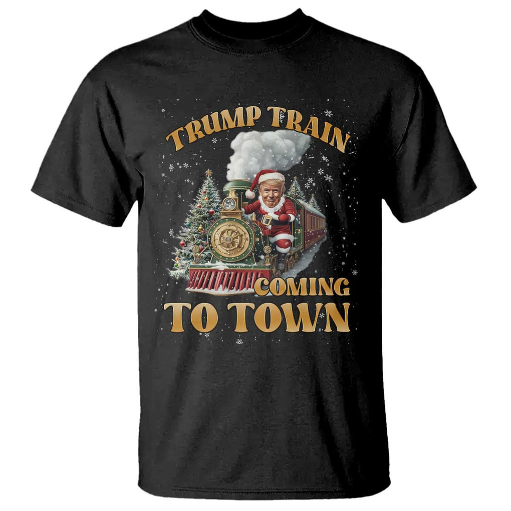 Funny Trump Xmas T Shirt Santa Trump Train Coming To Town TS09 Black Print Your Wear