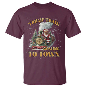 Funny Trump Xmas T Shirt Santa Trump Train Coming To Town TS09 Maroon Print Your Wear