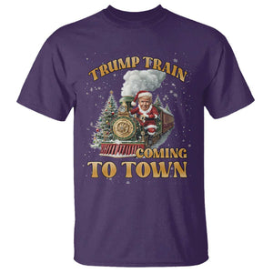 Funny Trump Xmas T Shirt Santa Trump Train Coming To Town TS09 Purple Print Your Wear