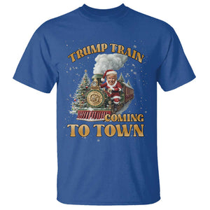 Funny Trump Xmas T Shirt Santa Trump Train Coming To Town TS09 Royal Blue Print Your Wear